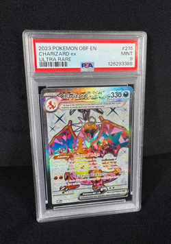 Pokemon Charizard EX Ultra Rare 2023 Obsidian Flames #215 Full Art Holo PSA 9 MT - Image 1