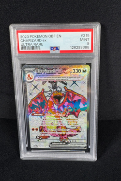 Pokemon Charizard EX Ultra Rare 2023 Obsidian Flames #215 Full Art Holo PSA 9 MT - Image 2