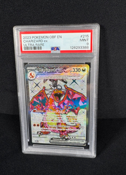 Pokemon Charizard EX Ultra Rare 2023 Obsidian Flames #215 Full Art Holo PSA 9 MT - Image 3