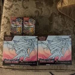 LOT OF 2x Chaos Rising Pokemon Center ETB 2x Booster Bundles IN HAND - Image 1