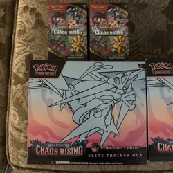 LOT OF 2x Chaos Rising Pokemon Center ETB 2x Booster Bundles IN HAND - Image 2