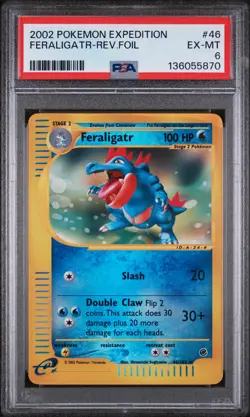 2002 POKEMON EXPEDITION #46 FERALIGATR-REVERSE FOIL PSA 6 - Image 1
