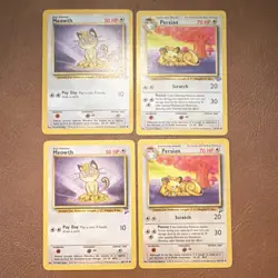 Pokemon TCG WOTC Jungle/Base Set 2 Lot (4) Meowth/Persian Eng 1999 - Image 1