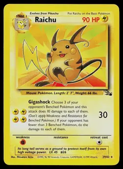 Pokemon Card - Raichu Fossil 29/62 Rare - Image 1