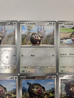 Pokemon Card Lot Of 9 Various Lechonk Oinkologne Collection Reverse Holo - Image 4