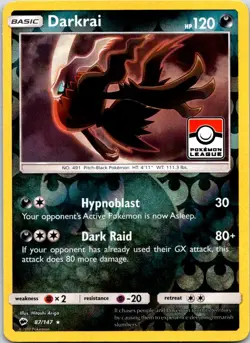 Darkrai - 87/147 Reverse Holo 087/147 Promo League & Championship Cards LP Eng - Image 1