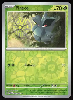 Pineco 001/091 Common Paldean Fates Pokemon Reverse Holo Near Mint - Image 1