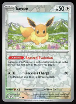 Eevee 143/191 Common Surging Sparks Pokemon Reverse Holo Near Mint - Image 1
