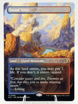 Steam Vents BORDERLESS DOUBLE SIDED DAY NIGHT Magic The Gathering Land MTG NM - Image 1