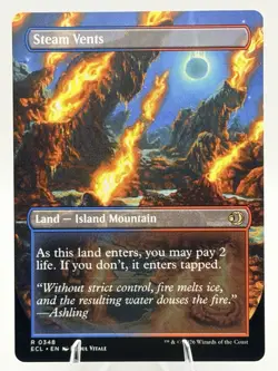 Steam Vents BORDERLESS DOUBLE SIDED DAY NIGHT Magic The Gathering Land MTG NM - Image 2