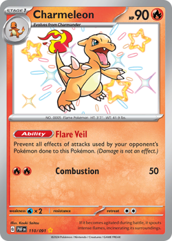 CHARMELEON 110/091 SHINY RARE PALDEAN FATES POKEMON NEAR MINT - Image 1