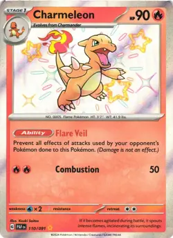 CHARMELEON 110/091 SHINY RARE PALDEAN FATES POKEMON NEAR MINT - Image 2
