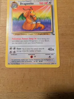 Pokemon TCG Dragonite Fossil Holo Rare Unlimited 19/62 100 HP English 1999 - Image 2