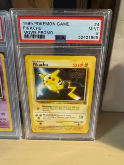 Pikachu 4/102 Movie Promo Game Movie Pokemon PSA 9 - Image 1