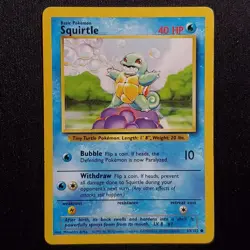 Squirtle 63/102 Common Base Set Unlimited Pokemon Heavily Played - Image 1