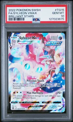 2022 Pokemon Brilliant Stars SWSH09 Sylveon VMAX TG15 PSA 10 English Full Art - Image 1