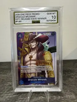 Dracule Mihawk (OP11 Release Event Winner) P-081 One Piece Prom Card Foil AGS 10 - Image 1
