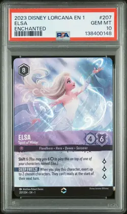 2023 DISNEY LORCANA EN 1-THE FIRST CHAPTER #207 ELSA - SPIRIT OF WINTER PSA 10 - Image 1