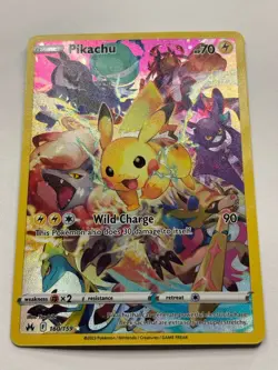 Pokemon Pikachu TCG Card Crown Zenith 160/159 Holo Secret Rare *CLEAN COPY* - Image 1
