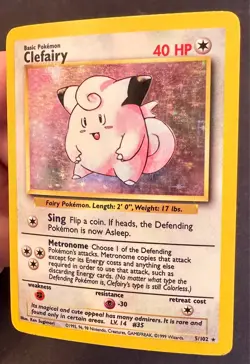 Clefairy 3/102 1999 Base Set Unlimited Pokemon Card WOTC Vintage Holo Rare Lp/Mp - Image 3