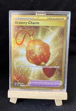Pokemon TCG Bravery Charm Stellar Crown Gold Secret Hyper Rare Card 175/142 - Image 1