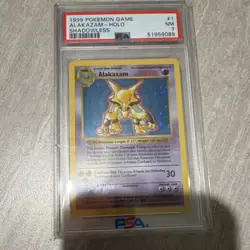 Pokemon Alakazam Base Set Shadowless Holo Rare 1/102 PSA 7 1999 - Image 1