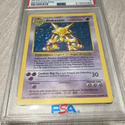 Pokemon Alakazam Base Set Shadowless Holo Rare 1/102 PSA 7 1999 - Image 2