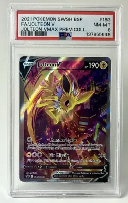 Jolteon V Full Art Promo SWSH183 Sword & Shield Holo PSA 8 Pokemon TCG 2021 - Image 1