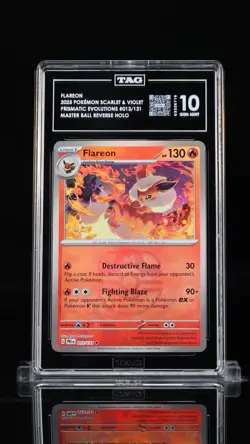 Flareon Pokemon Prismatic Evolutions Reverse Holo Master Ball #013/131 TAG 10 - Image 1