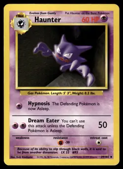 Haunter 29/102 Uncommon Base Set Unlimited Pokemon Moderately Played - Image 1