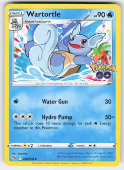 Wartortle 016/078 Uncommon Pokemon GO Pokemon Near Mint - Image 1