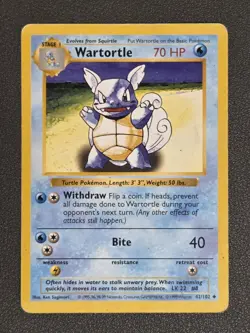 Pokemon TCG Wartortle 42/102 Base Set Shadowless Uncommon Vintage - Image 1