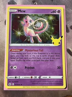Mew 11/25 Pokemon Celebrations 25th Anniversary Holo Rare LP - Image 1