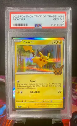 2023 POKEMON TRICK OR TRADE #062 PIKACHU PSA 10 - Image 1