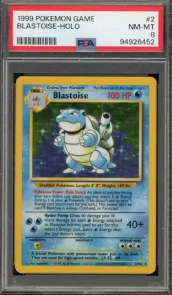 Pokemon Blastoise Base Set Unlimited Holo Rare ILLUSTRATOR ERROR #2 PSA 8 - Image 1