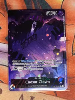 OP10-002 Caesar Clown Leader Alt Art One Piece TCG English Card - Image 1