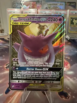 Pokemon Gengar & Mimikyu GX Tag Team 53/181 Ultra Rare Team Up LP Condition - Image 1