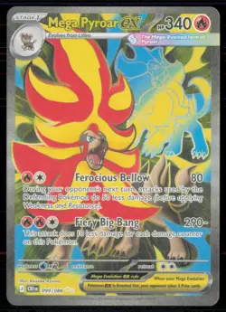Mega Pyroar ex 099/086 Ultra Rare ME04: Chaos Rising Pokemon Near Mint - Image 1