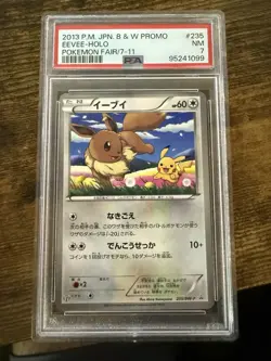 2013 Pokemon Promo Eevee (with Pikachu) 7-11 Holo Card NM PSA 7 #235 - Image 1