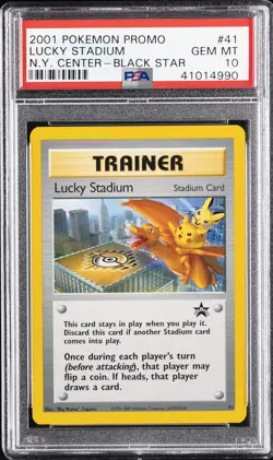 2001 POKEMON PROMO BLACK STAR #41 LUCKY STADIUM-N.Y. CENTER PSA 10 - Image 1