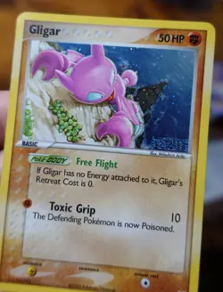 Gligar 57/115 Reverse Holo Unseen Forces Backside Hickey Error Pokemon Card LP - Image 4