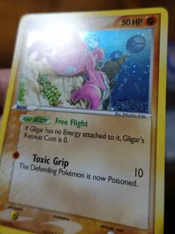 Gligar 57/115 Reverse Holo Unseen Forces Backside Hickey Error Pokemon Card LP - Image 5