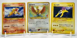 Pokemon Japanese Entei Raikou Ho-Oh Neo Era Set 3 Cards Vintage LP/NM - Image 1