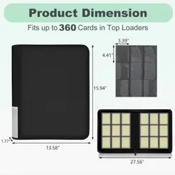 9 Pocket Toploader Binder for 360 3" x 4" Cards, Waterproof PU Leather | Card - Image 2