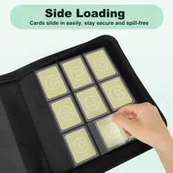 9 Pocket Toploader Binder for 360 3" x 4" Cards, Waterproof PU Leather | Card - Image 4