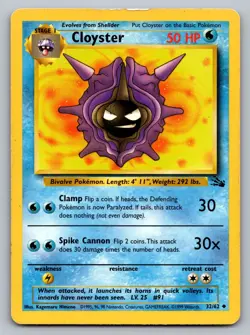 Pokemon TCG Fossil Cloyster 32/62 - Image 1