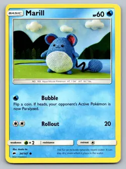 Pokemon TCG SM - Burning Shadows Marill 34/147 - Image 1