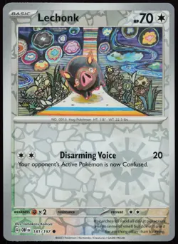 Lechonk 181/197 Common Obsidian Flames Pokemon Reverse Holo Near Mint - Image 1