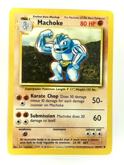 Machoke 34/102 Uncommon Base Set Unlimited Pokemon MP - Image 1