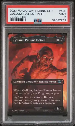 2023 MTG TALES OF MIDDLE-EARTH SCENE-FOIL #450 GOLLUM, PATIENT PLOTTER PSA 9 - Image 1